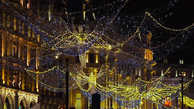 Christmas Lights Christmas Festive Decorations In Central London Regent Street Christmas Angels