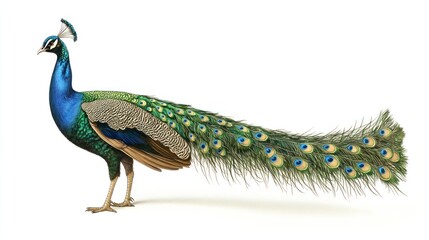 Fototapeta premium Peacock with Spread Tail Feathers