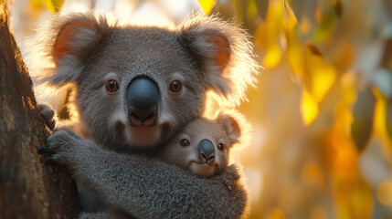 Fototapeta premium Koala in the wild. Beautiful extreme close-up. Printable photo with Instant Download. Digital photography. Art Decor. Digital art.