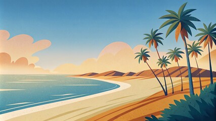 Obraz premium Sea cost beach with palm trees