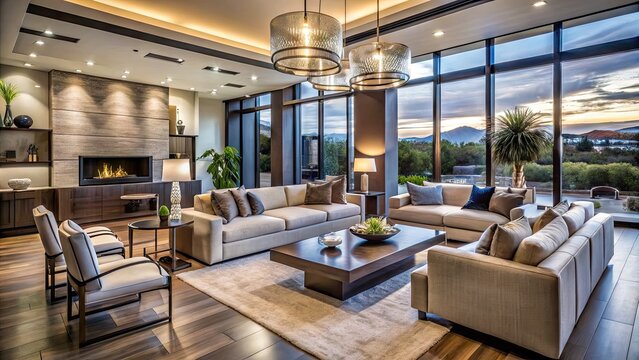 Luxurious modern living room with sleek lines, natural light, and elegant decor, showcasing top-notch interior design expertise in Scottsdale's upscale residential scene.