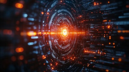 Obraz premium AI cybersecurity system analyzing and visualizing digital threats in an abstract format