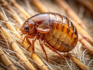 Fototapeta premium Macro Photography Of A Round Brown Flea Cocoon Containing A Developing Flea Inside