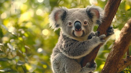 Naklejka premium Koala in the wild. Beautiful extreme close-up. Printable photo with Instant Download. Digital photography. Art Decor. Digital art.