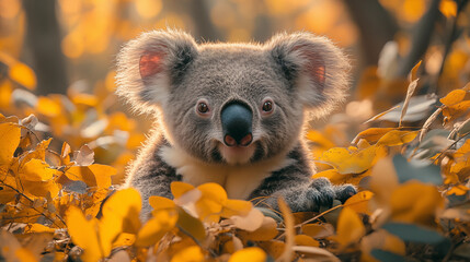 Obraz premium Koala in the wild. Beautiful extreme close-up. Printable photo with Instant Download. Digital photography. Art Decor. Digital art.