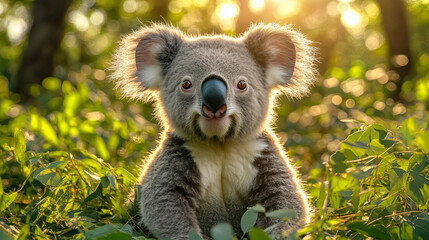 Fototapeta premium Koala in the wild. Beautiful extreme close-up. Printable photo with Instant Download. Digital photography. Art Decor. Digital art.