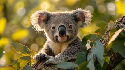 Fototapeta premium Koala in the wild. Beautiful extreme close-up. Printable photo with Instant Download. Digital photography. Art Decor. Digital art.