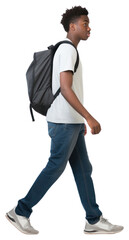 Fototapeta premium PNG A black student walking backpack bag.