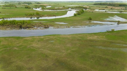 Rozlewiska Narwii. Łomżyński Park Krajobrazowy. Dron