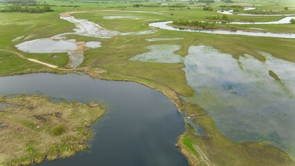 Rozlewiska Narwii. Łomżyński Park Krajobrazowy. Dron