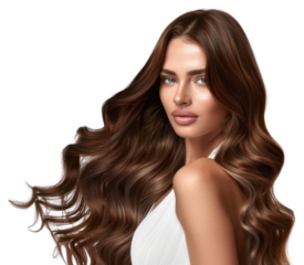 PNG Elegant woman with flowing hair