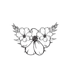  Graphic flowers. Hand draws graphic illustrations on a white background. Graphic flowers for design