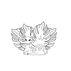 Graphic deer. Hand draws graphic illustrations on a white background. Graphic deer for design