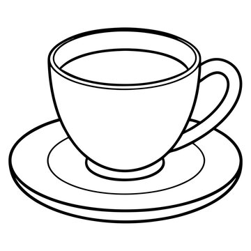 recommend clip art: una tasa de cafe sola en el centro de la hoja, vector illustration line art