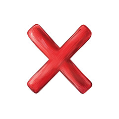 Obraz premium A vibrant red painted cross symbol, perfect for indicating a negative response or cancellation in various contexts. transparent background
