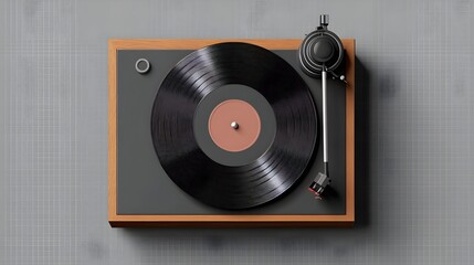 Obraz premium Vintage record player with vinyl, isolated on transparent background image
