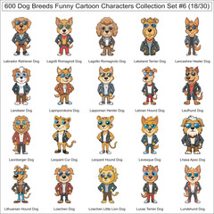 Obraz premium Dog Breeds Funny Cartoon Characters Collection Set of 600 Dog Faces Isolated Part 18