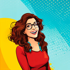 smiling woman in pop art comic style