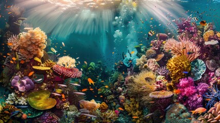 Naklejka premium Vibrant Underwater Coral Reef