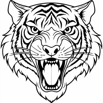 recommend clip art: a tiger mouth vector illustration, vector illustration line art