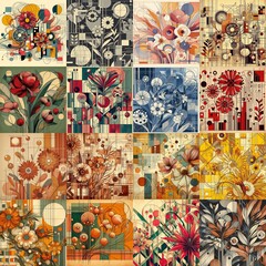 Naklejka premium Illustration of flowers. Modern art style