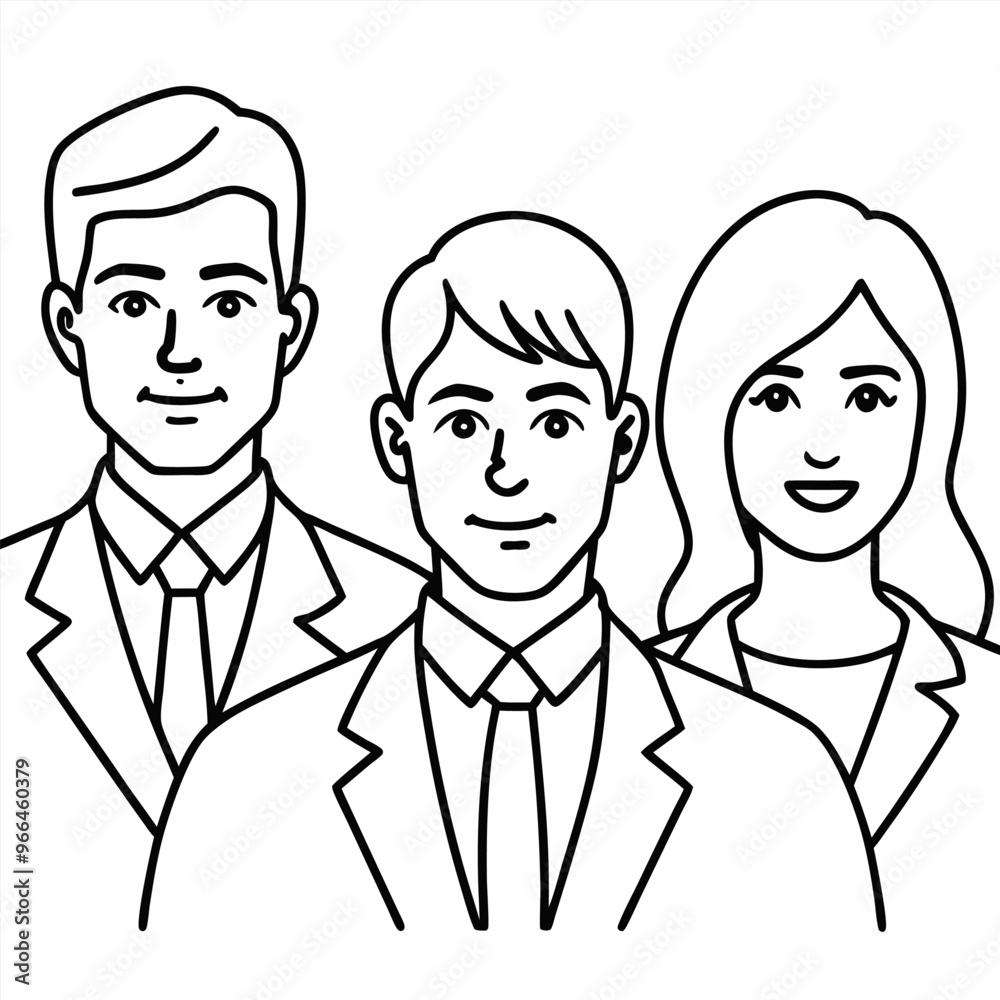 Wall mural business people, vector illustration line art