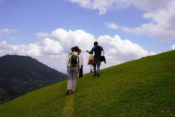 hiking in the mountains