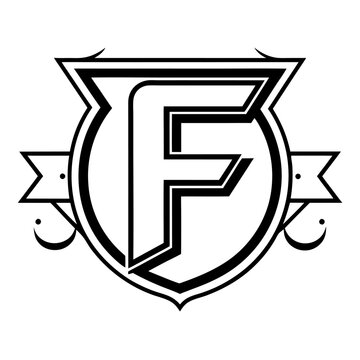 recommend clip art: creative letter f, small size logo design, vector illustration line art