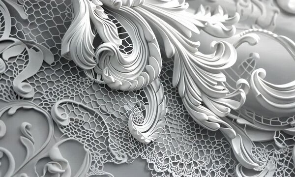 A delicate lace pattern, its airy texture and intricate details creating a sense of elegance. Video