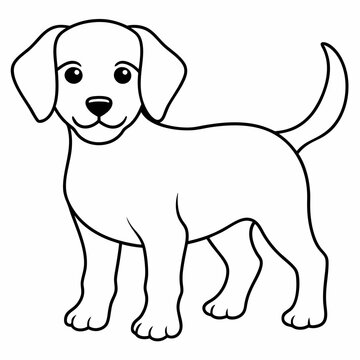 recommend clip art: cute puppy of harrier, , use outlines only, vector illustration line art