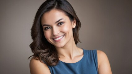 Fototapeta premium 明るく魅力的な笑顔が美しい女性が見せる、リラックスした雰囲気を感じさせるポートレート