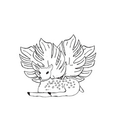 Graphic deer. Hand draws graphic illustrations on a white background. Graphic deer for design