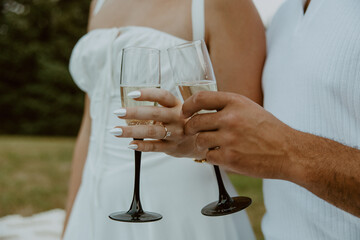 Toasting to Romance with Champagne at a Summer Picnic