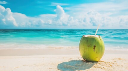Coconut on a Tropical Beach