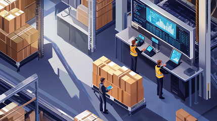 Warehouse Workers Using Technology for Efficient Logistics