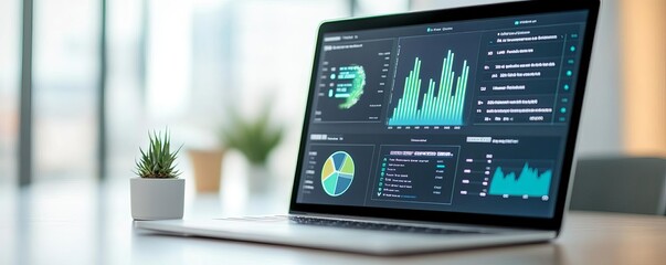Advanced analytics dashboard showing sustainability data for a green energy project, eco data, green analytics