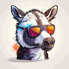 donkey with sunglasses. Vector illustration of a donkey.