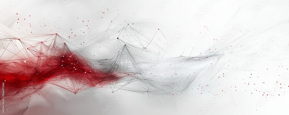 Wall mural abstract white and red flowing lines background with technological feel