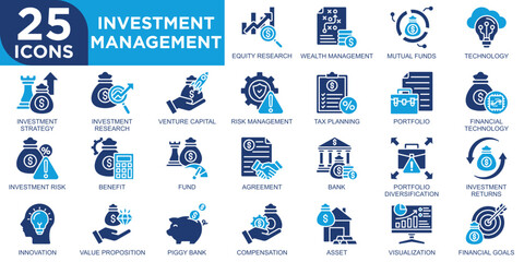 investment management, investment, business, finance, management, financial icon set. Outline icons collection. Simple vector illustration