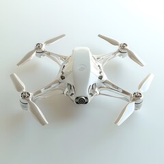 An advanced, compact drone with an ultra-slim design, resting in the center of a blank white space. 