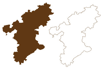 Stormarn district (Federal Republic of Germany, rural district, Free State of Schleswig-Holstein, Slesvig Holsten) map vector illustration, scribble sketch Stormarn map