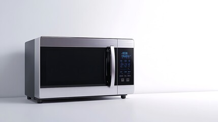 Obraz premium An space-saving microwave oven with a smooth, metallic exterior and digital display