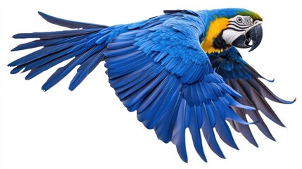 Blue and Yellow Macaw in Flight