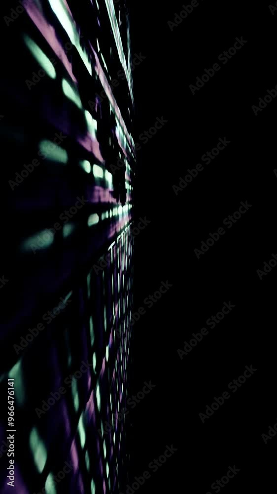 Wall mural neon tunnel light animation: abstract sci-fi data stream loop