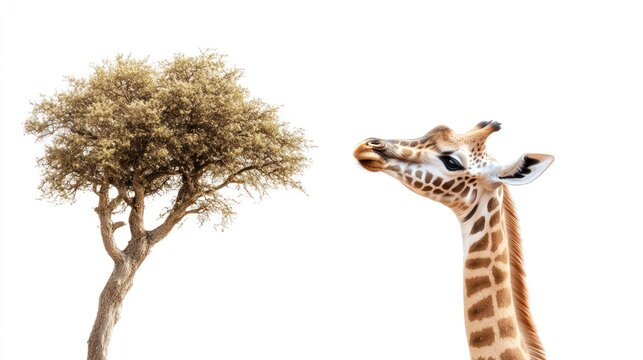 Curious Giraffe with a Tree in the Background