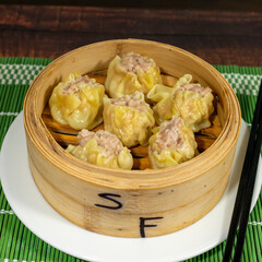 chifa, siu mai stuffed with ground beef, chinese snacks