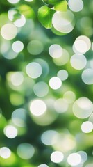 Fototapeta premium Abstract bokeh pattern background in white and green colors. Illustration of overlapping lights in fresh green and minimalist white colors.