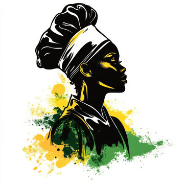 recommend clip art: Vector design of a beautiful African woman chef silhouette