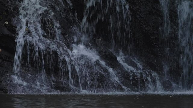 Close up of waterfall flowing down the rocks. Castleshane, Monaghan