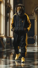 Fototapeta premium Fashion sports lion strides down the catwalk
